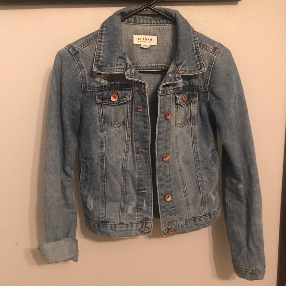 Distressed jean jacket